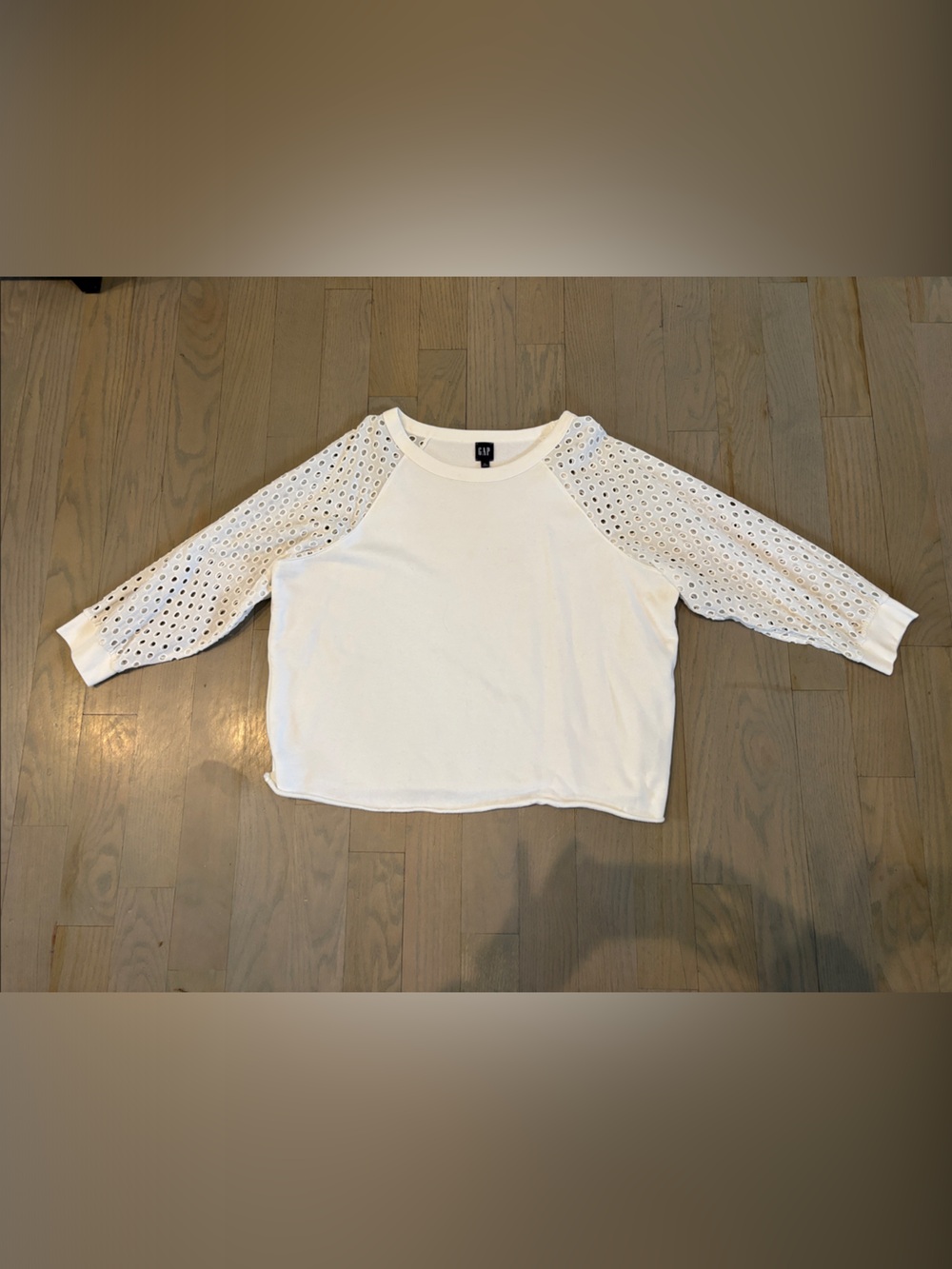 Gap White Eyelet Sleeve Sweatshirt